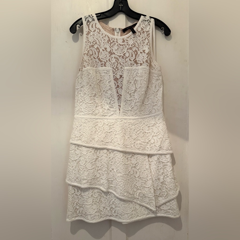 ✨BCBGMAXAZRIA Ivory Lace Fit & Flare Cocktail Dress | Size 12
